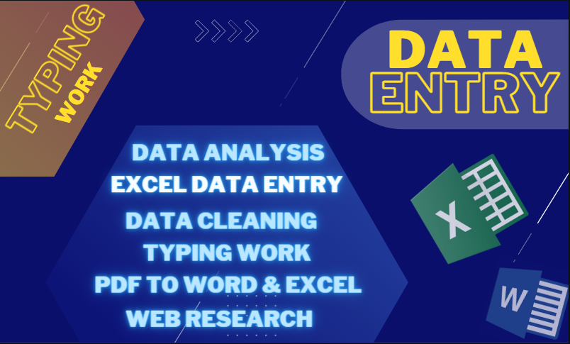I will do Data Entry and Typing Work in 12H