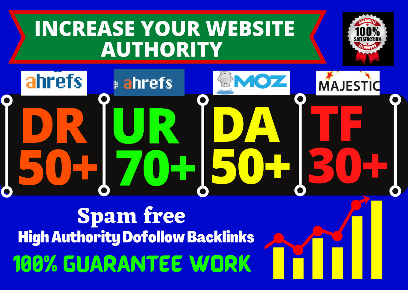 Increase Ahrefs DR 50+ UR 70+ DA 50+ PA 30+ TF30+ CF ...