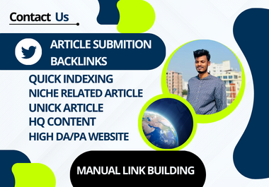 I will do high-authority article submission backlink ...