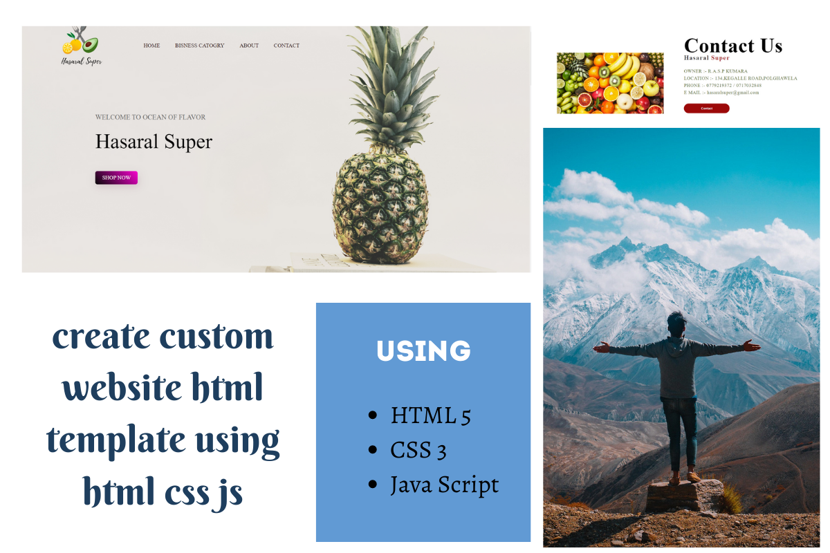 I will create custom website html template using html...