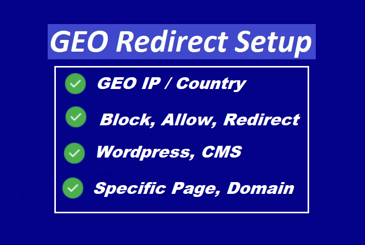 Setup GEO IP, blocking, redirect, location, count...