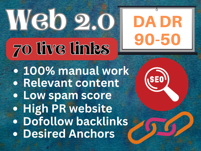 I will manually create 70 Web 2.0 Contextual Backlink...
