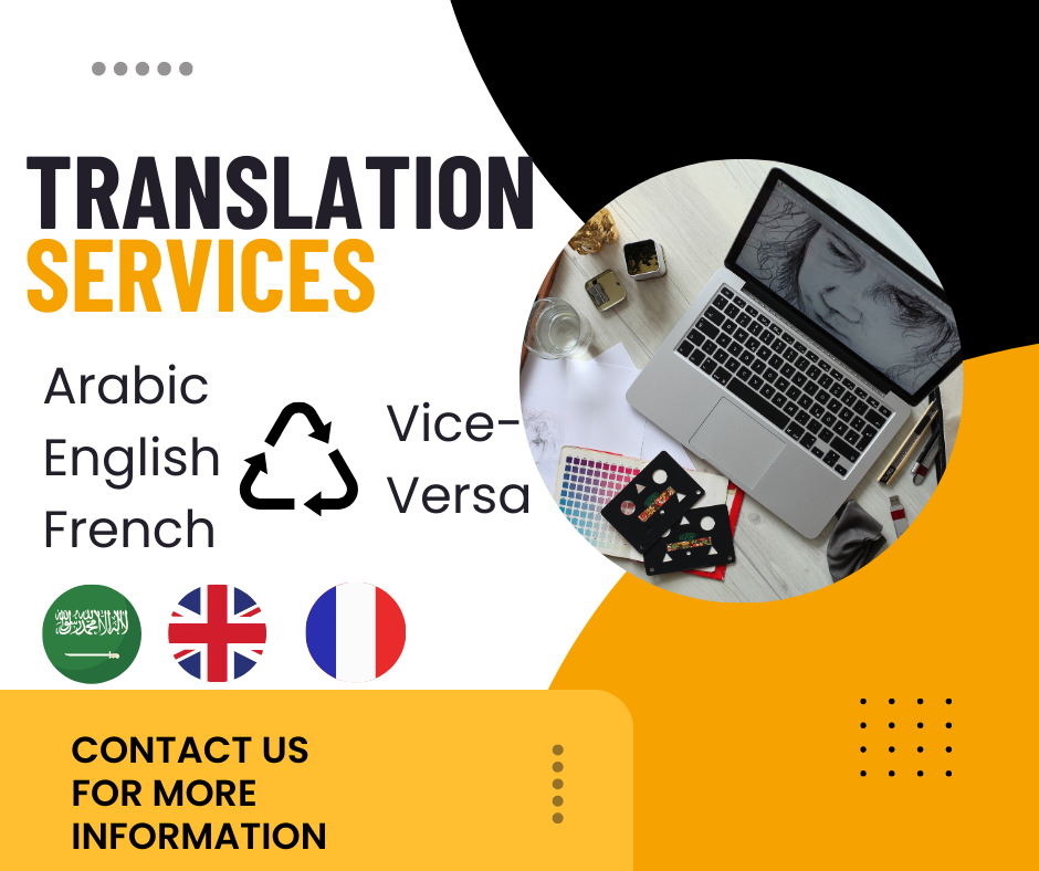 Translation services between 3 languages arabic, eng...