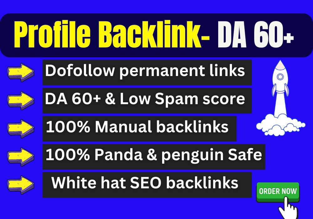 Manual 50 Dofollow Profile backlinks create DA 60+ to...