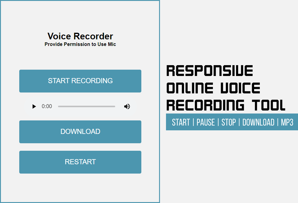Responsive Online Voice Recording Tool, HTML