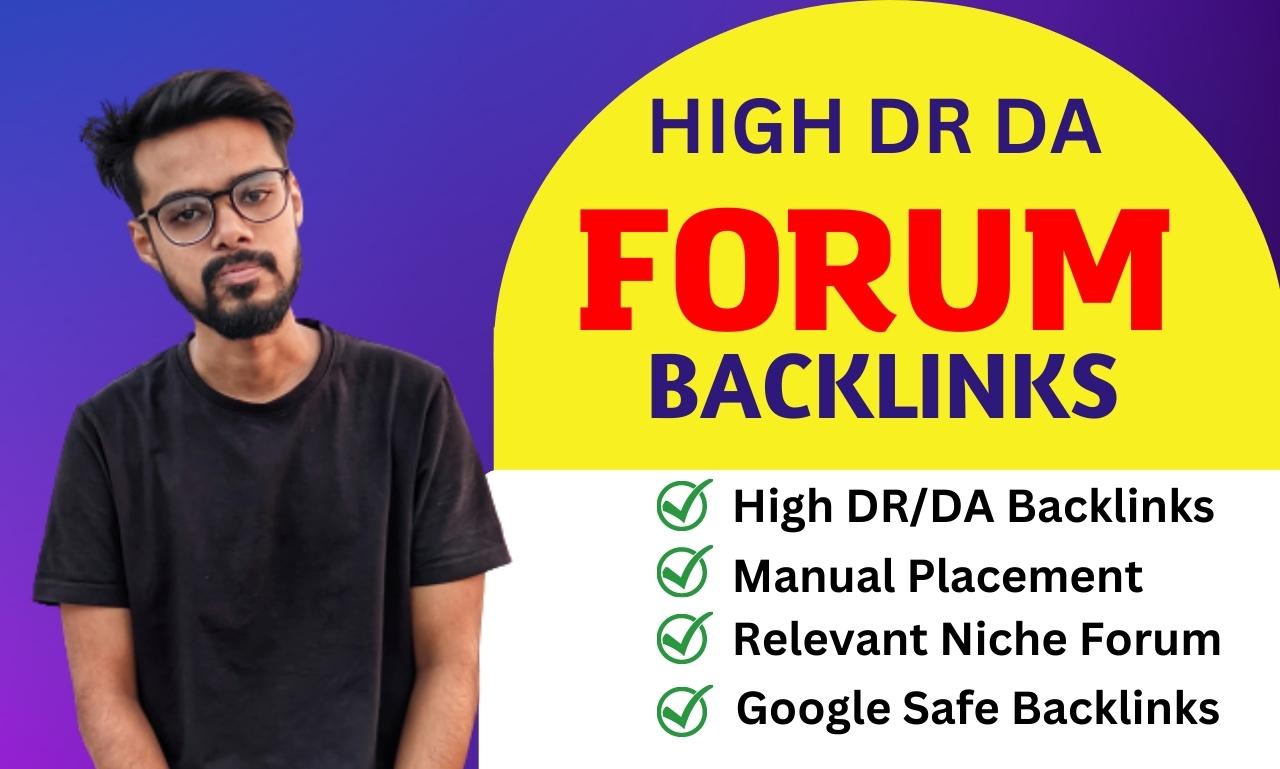 Manual high DA/DR Dofollow forum backlinks in your ni...