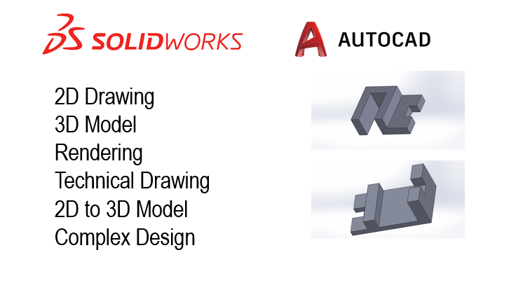 I will create 2d drawing and 3d model using solidwork...