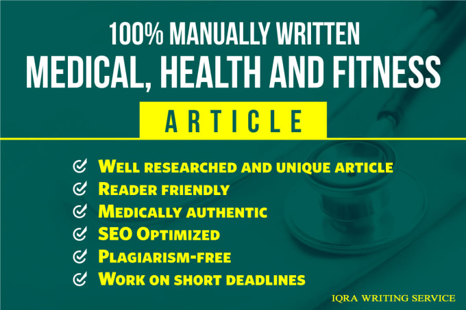 I will do unique health and fitness article writing i...