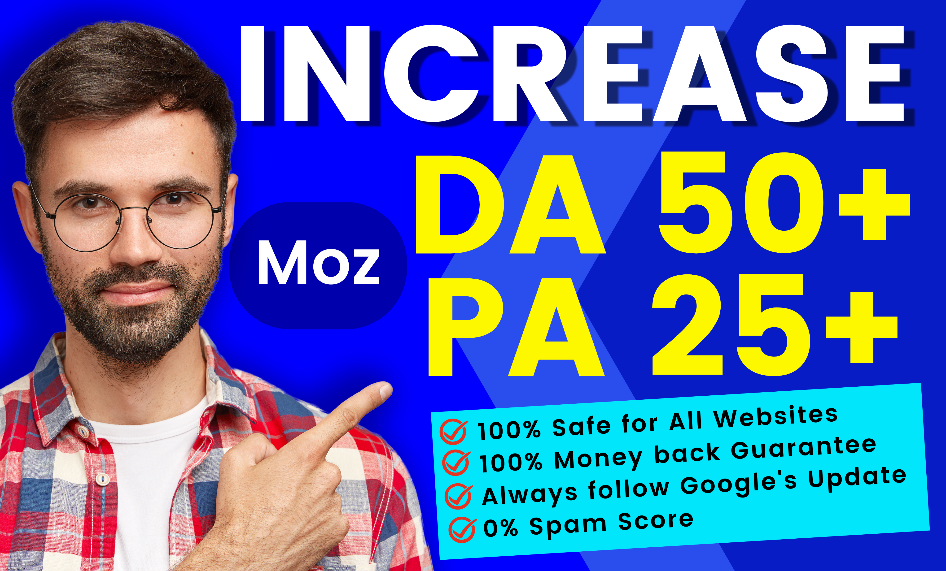 I will increase moz domain authority da50 plus Highqu...