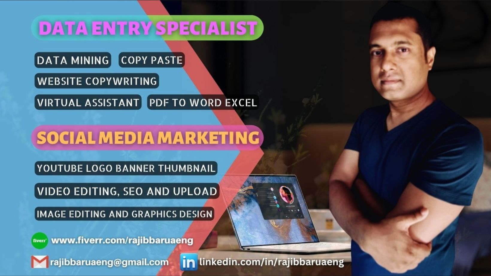 I will do fastest data entry, copywriting, video ed...