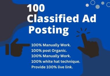 Post 100 Classified Ads Backlinks on top Ad posting w...