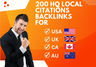 200 HQ local citations backlinks for USA, UK, AU, ...