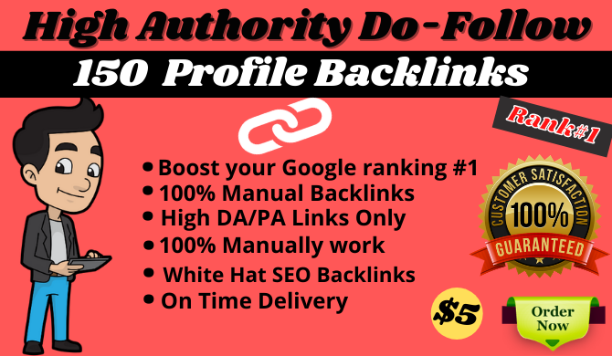 create 350 high authority do follow SEO profile backl...