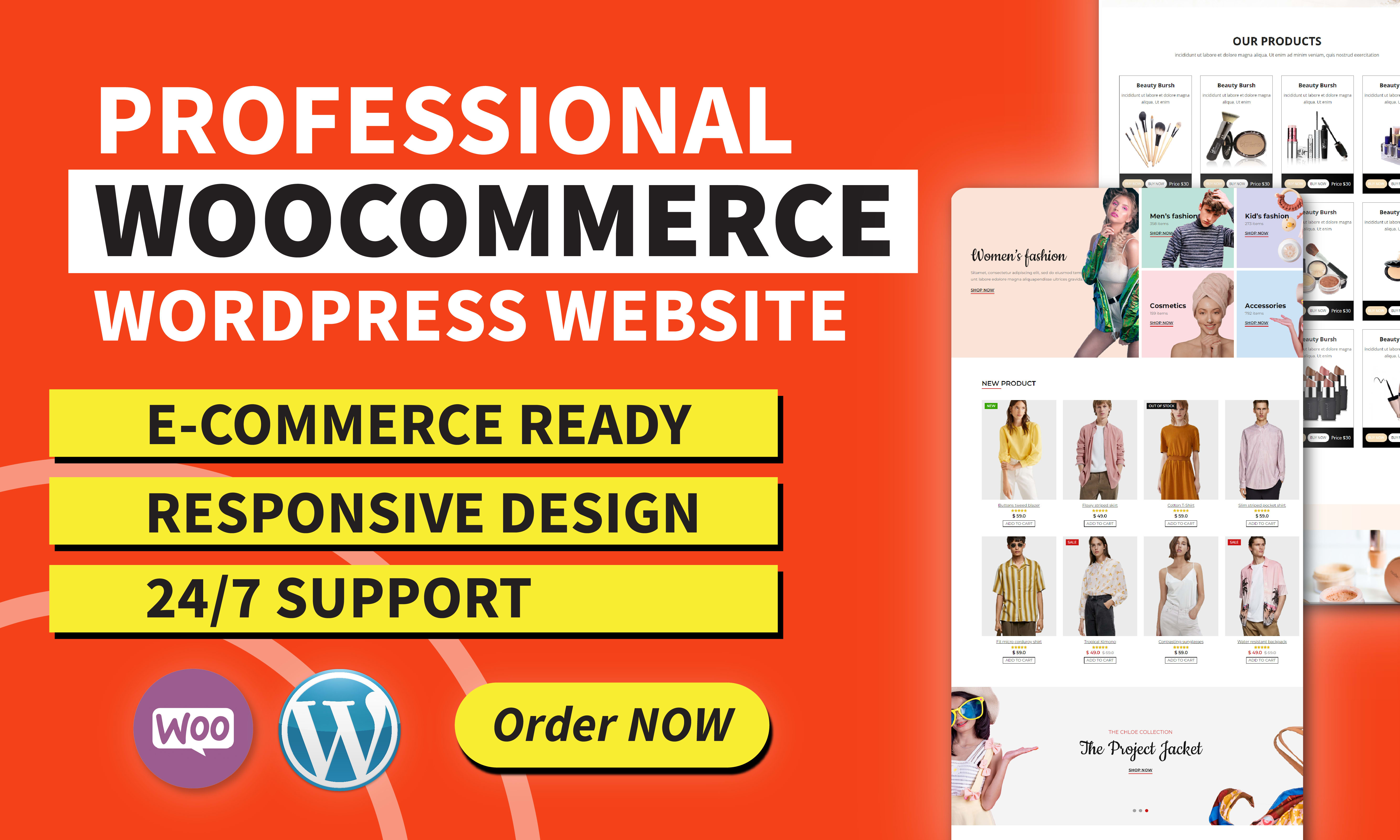 I will build ecommerce website online store on wordpr...