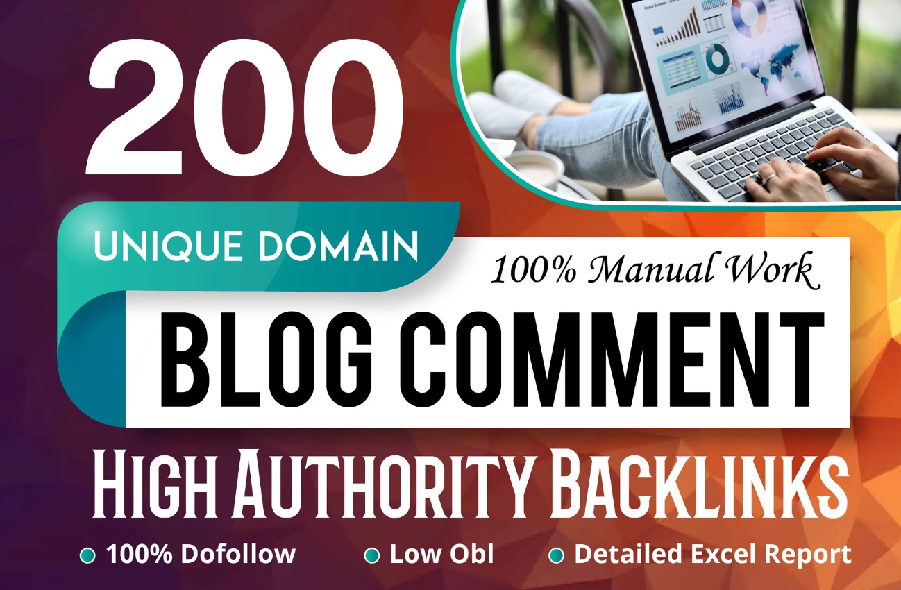 Build 200 unique domain blog comment backlinks SEO do...