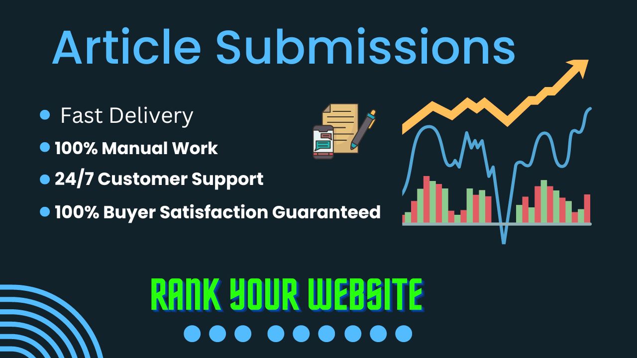 Submit 30 unique Article Submission with applicable s...