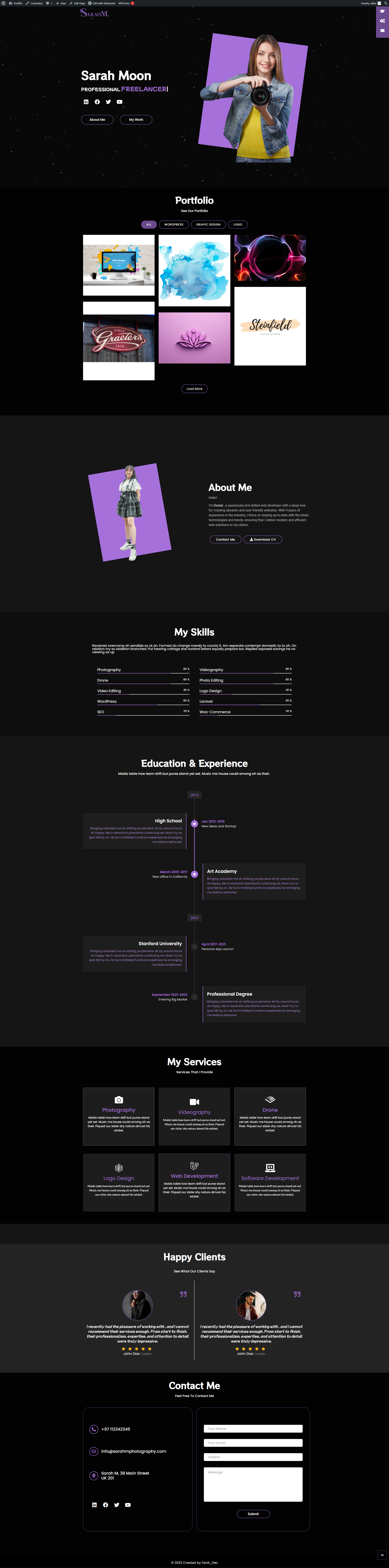 Create a professional portfolio website, resume, or...