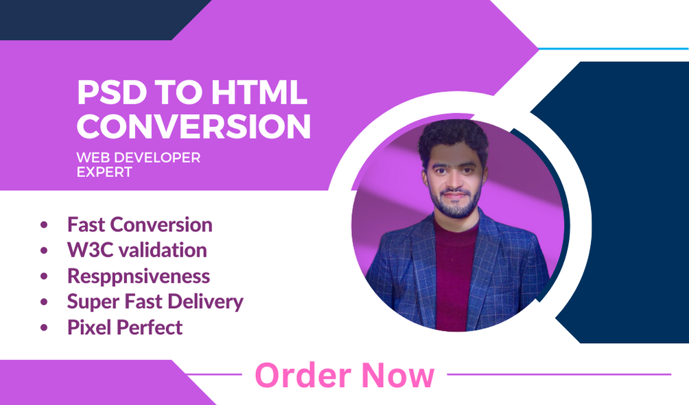 I will convert psd to html, sketch to html, figma t...