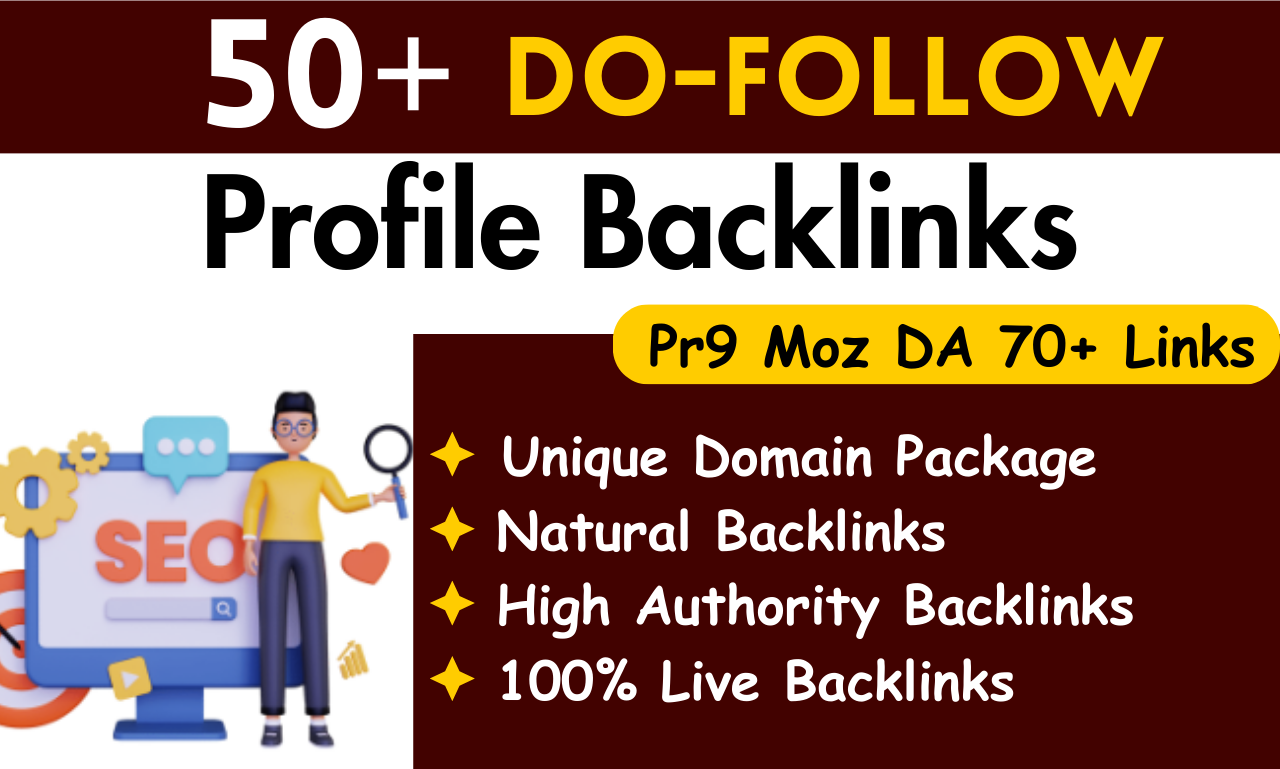 50 Good Quality Moz DA 70+ Dofollow SEO Profile Backl...