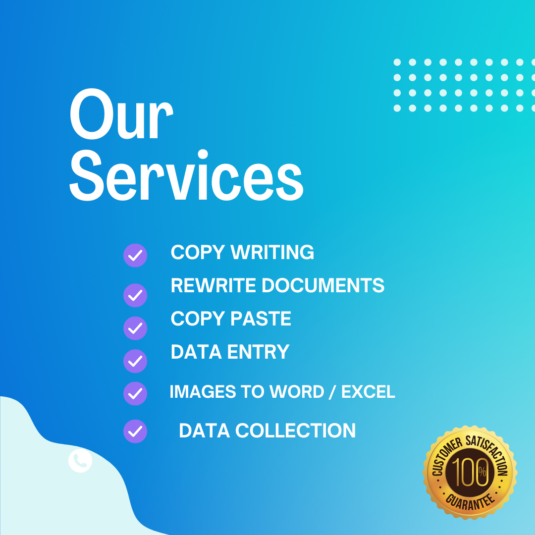 i will do data entry, copy paste, proofreading, on...