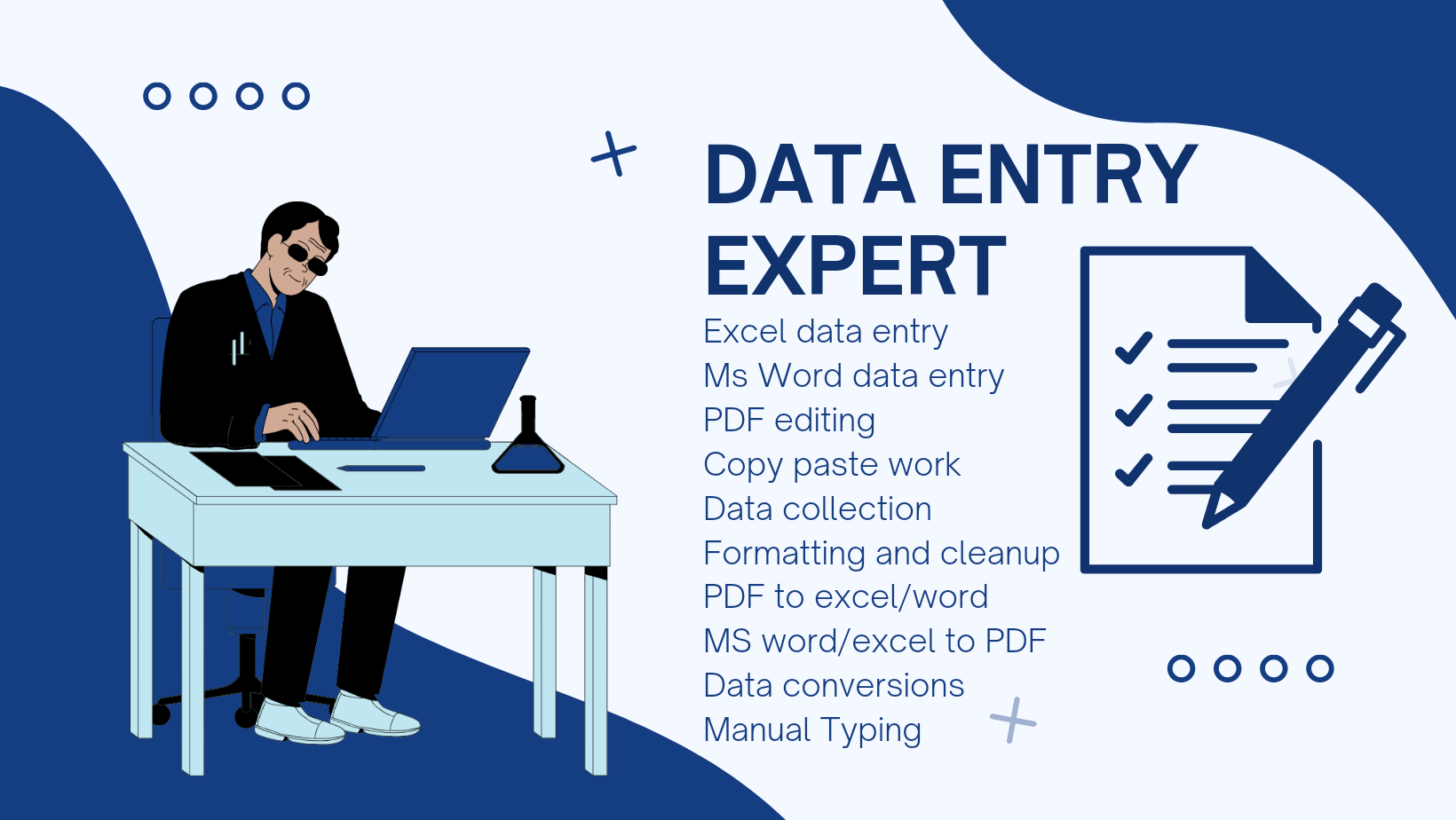 I will be your virtual assistant for data entry, Exc...