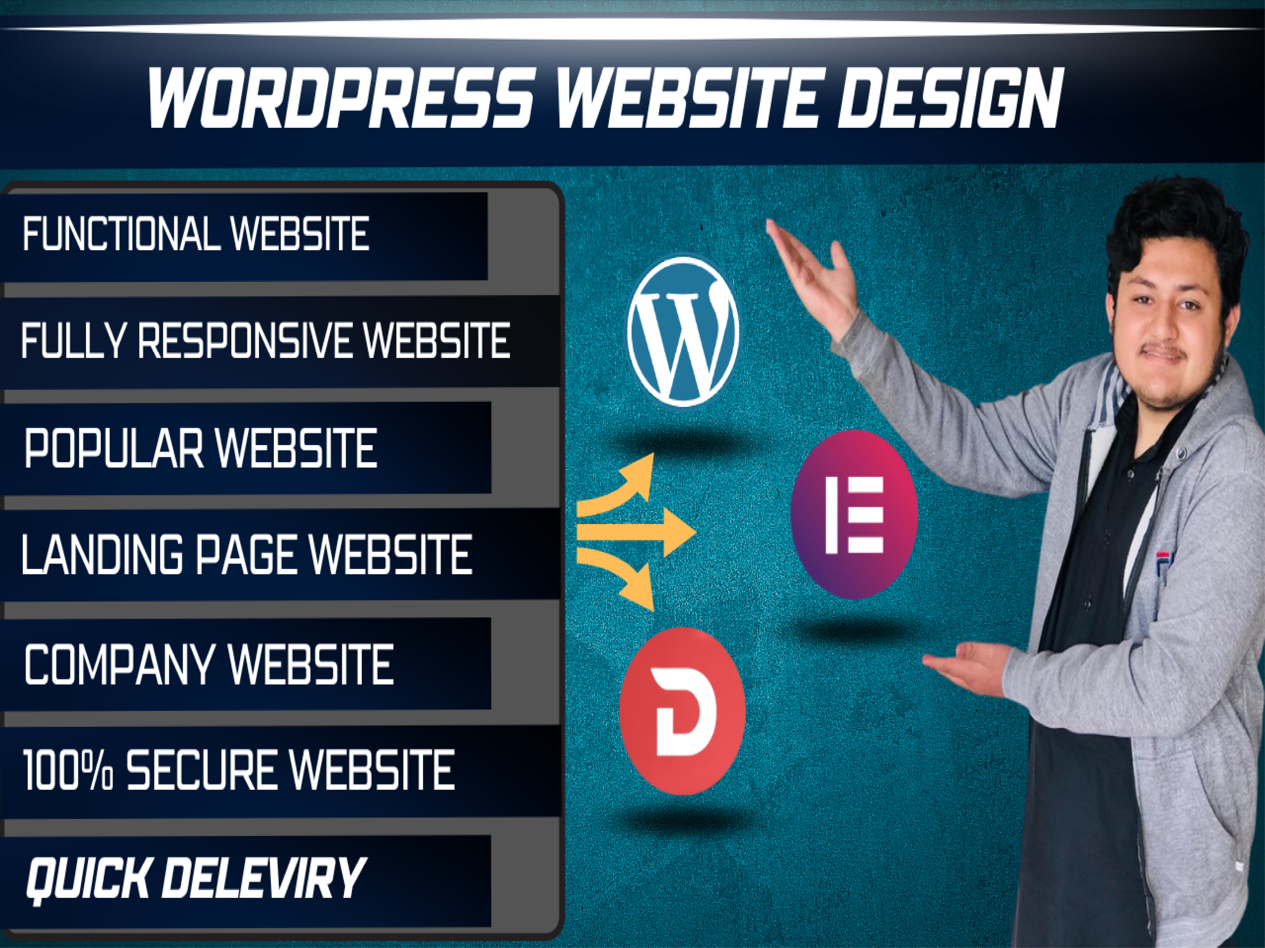 I will build a responsive wordpress website design an...