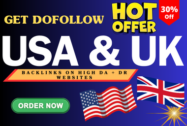 Get USA & UK dofollow backlinks on High DA, DR P...