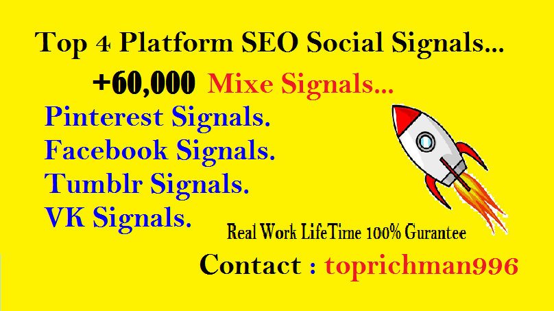 Provide 60,000 Mix 4 Social Signals Share manually Se...