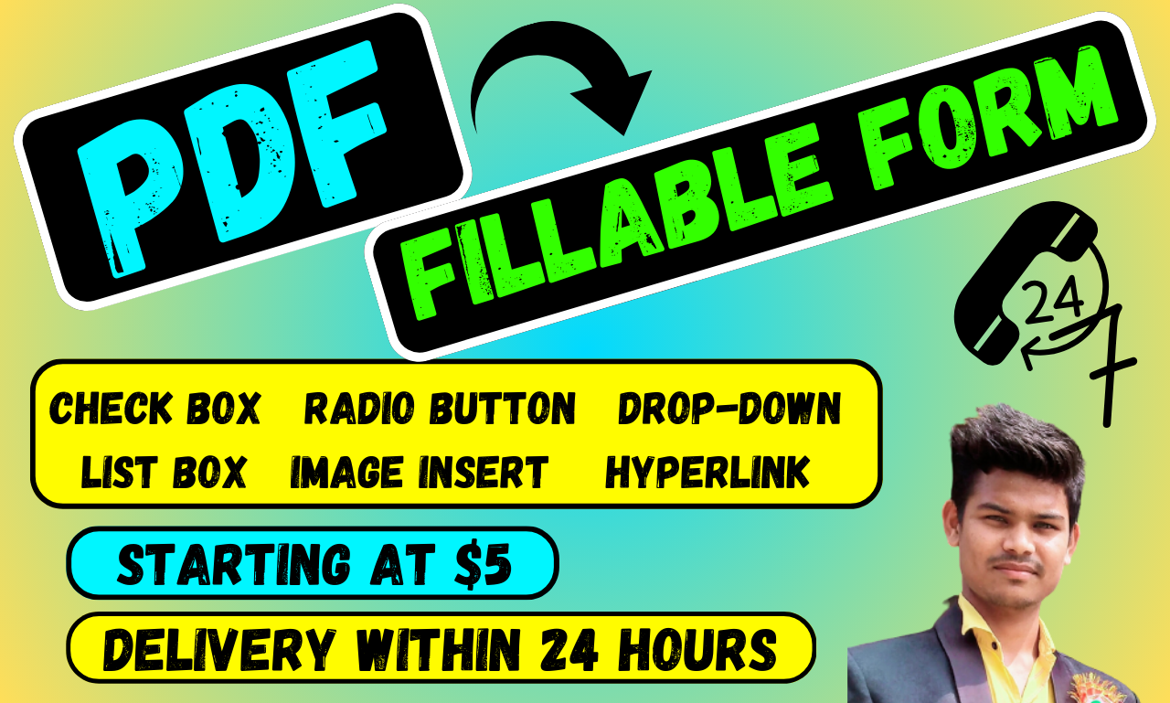 I will create fillable PDF form or redesign fillable ...