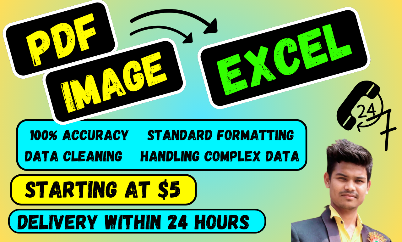 I will convert PDF and images to excel or data entry ...