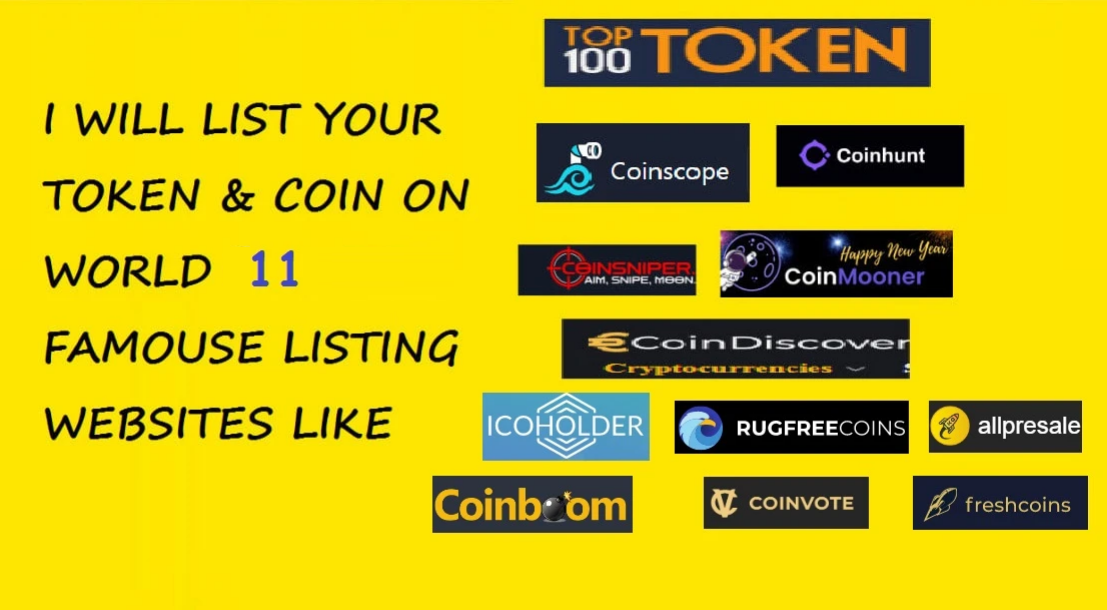 Crypto coin listing token listing on world top 11 fam...