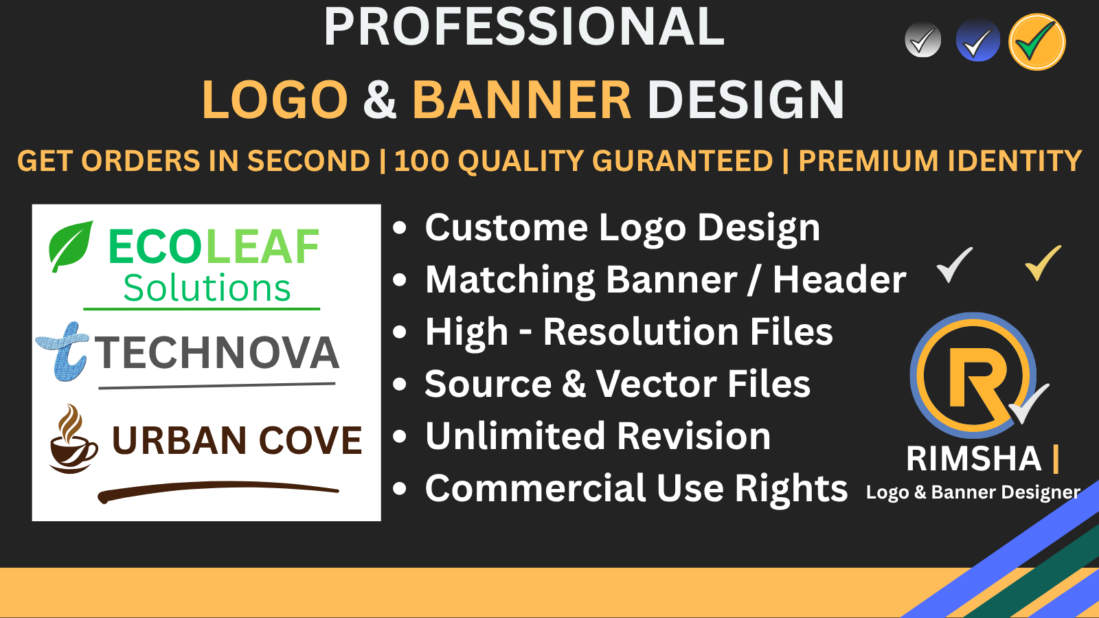 I will design professional business logo and matching...