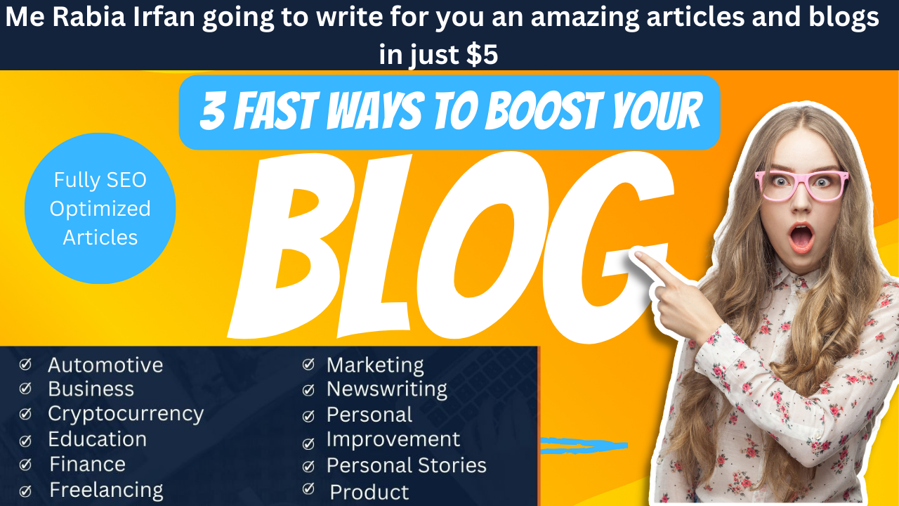 I'll create SEO optimized articles, posts and a blog...