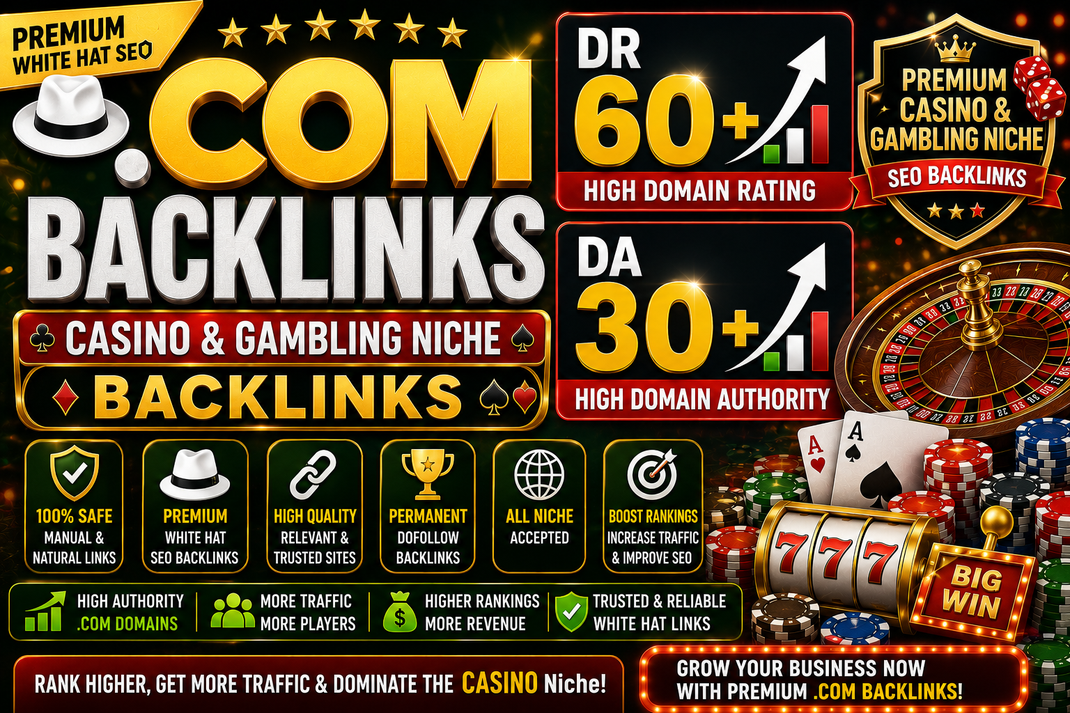100 High DR 60+ and DA 30+ Special Casino dofollow pb...