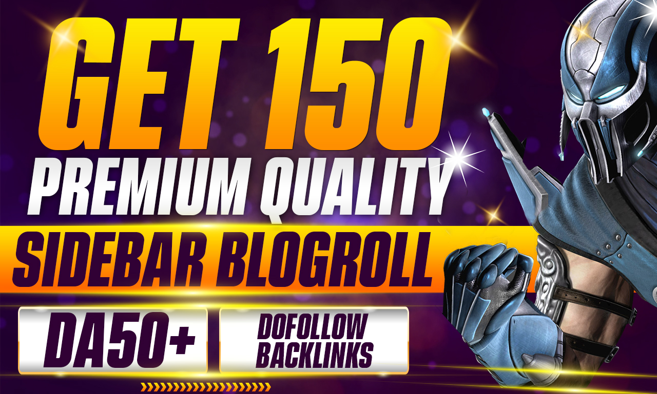 Get 150 Premium Quality Permanent DA50+ Homepage Side...