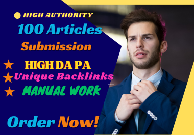 I will do 100 article submission contextual backlinks...