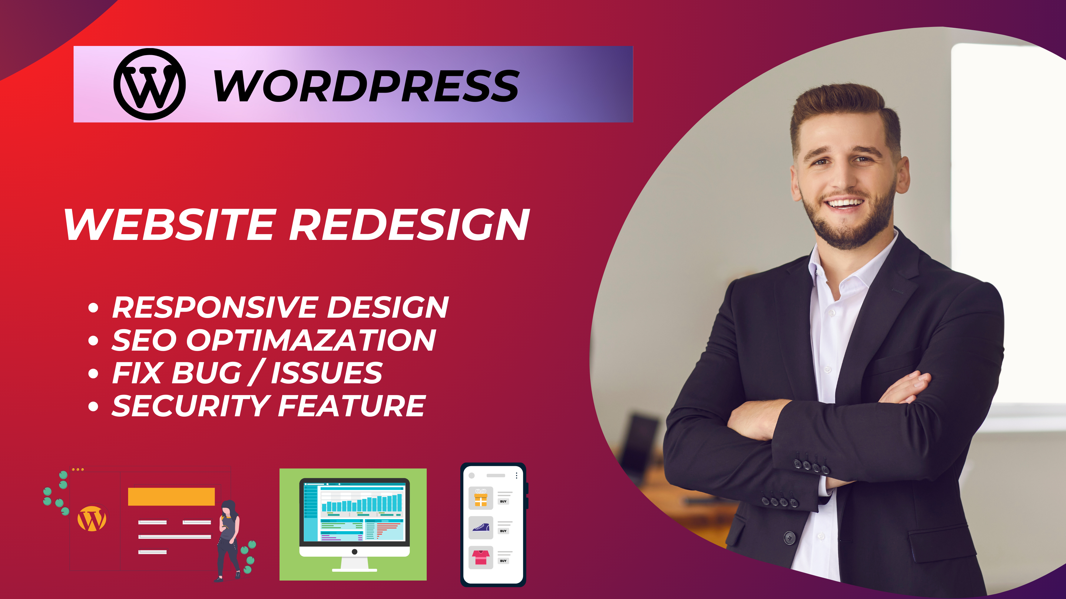 I will design and redesign wordpress website for you ...