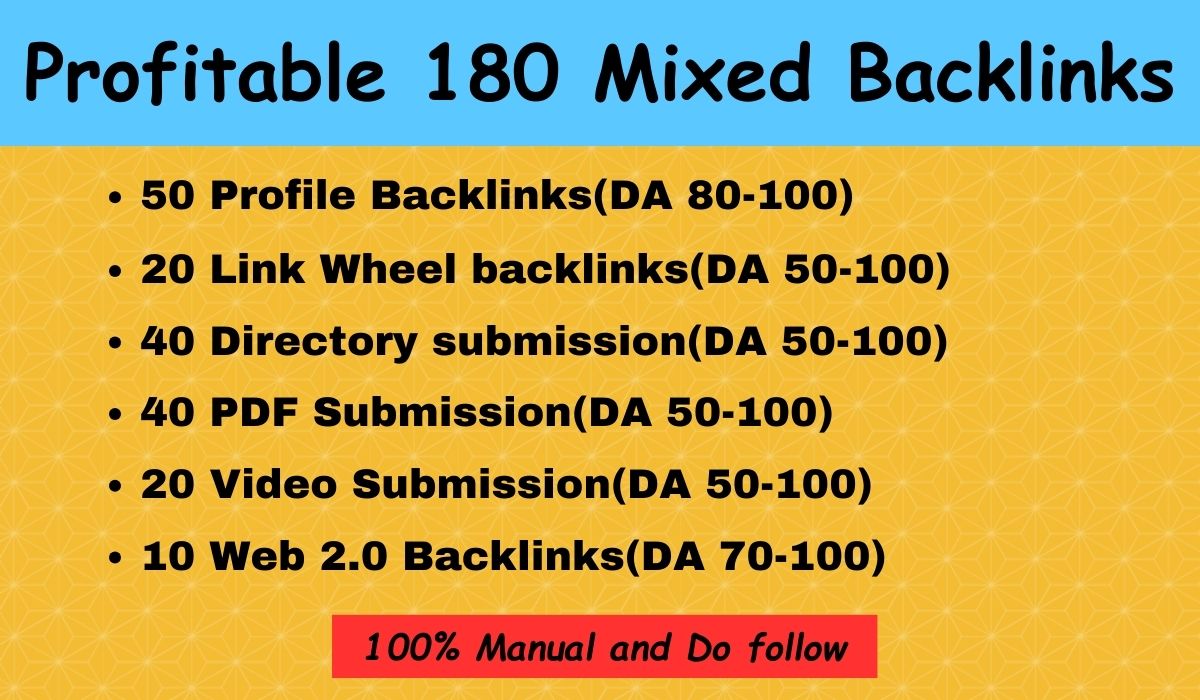 Manually Create 180 SEO Mixed Backlinks Help to Googl...