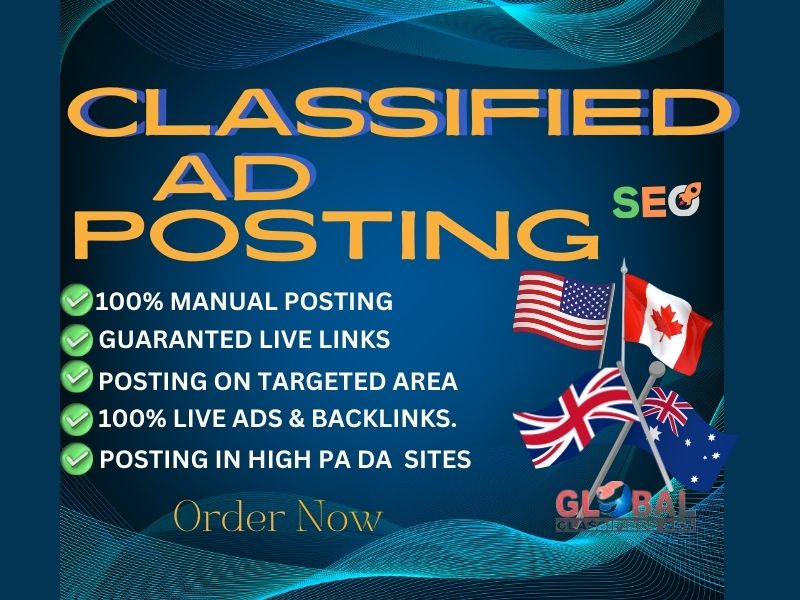 I will submit classified ads on top rated USA UK Cana...