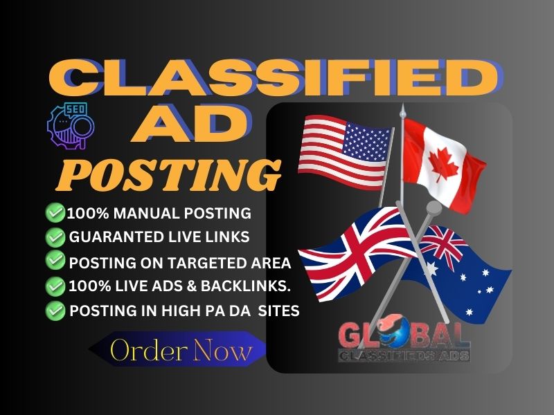 I will post classified ads on top rated USA, UK, Ca...