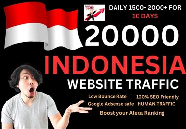 get 20000 Indonesian web traffic, Real Keywords targ...