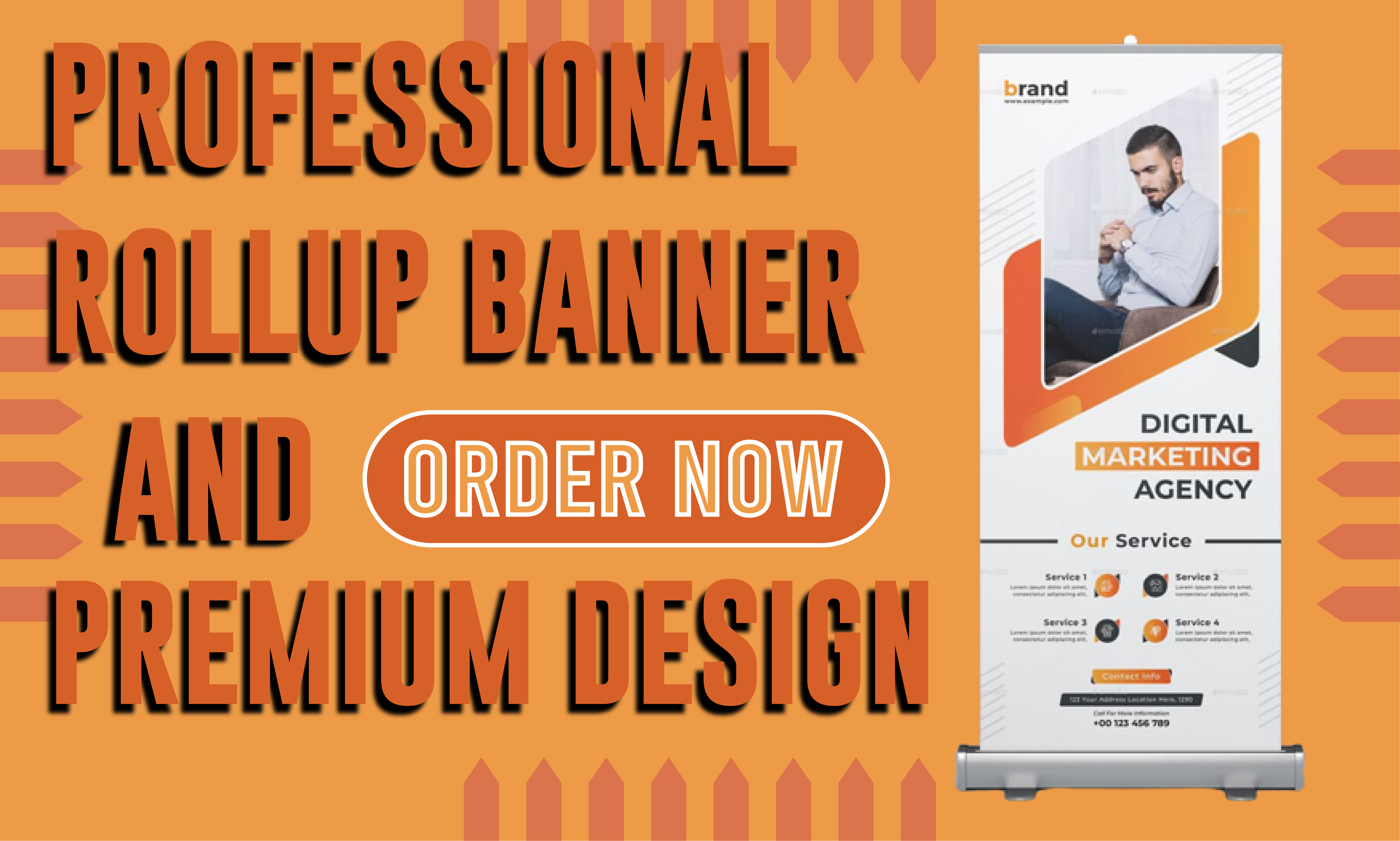 I will design a awesome rollup stand, street banner,...