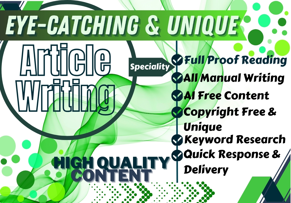 Manual Article writing - Copyright & AI free, sp...