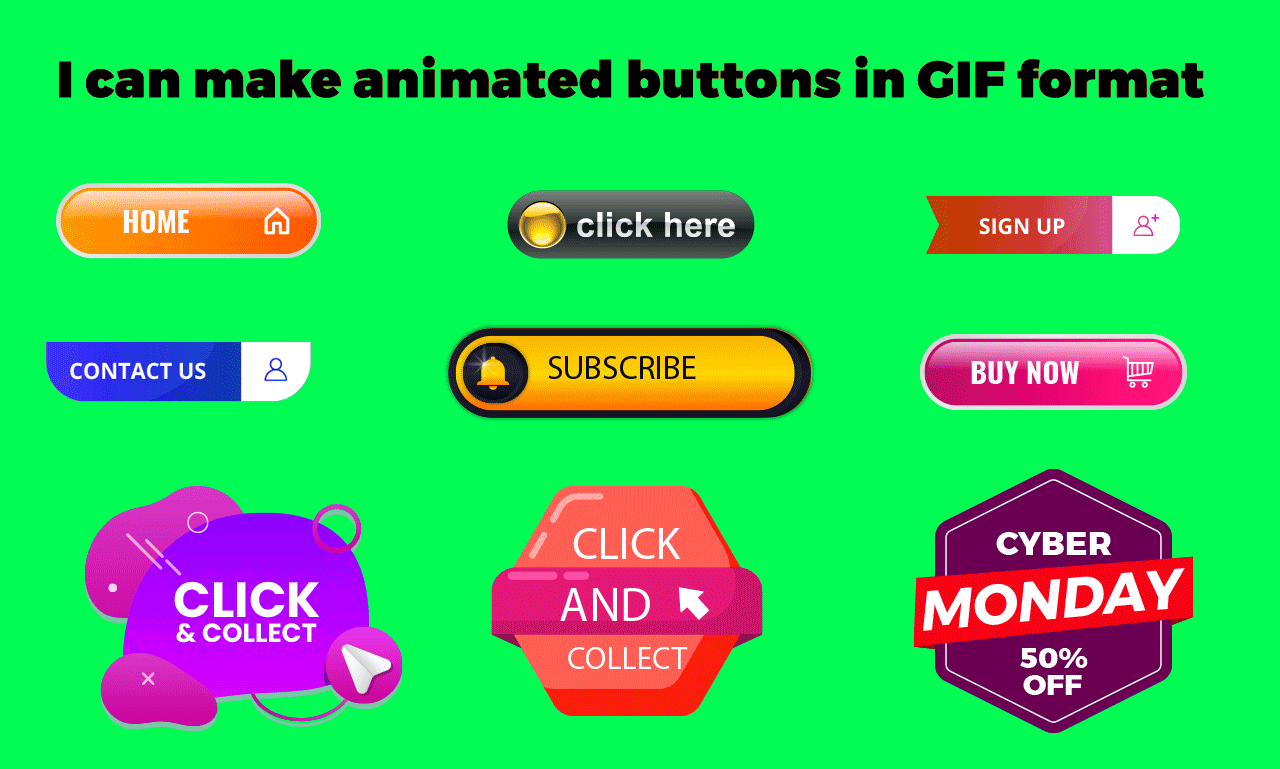 I can make 10 animated buttons in GIF format