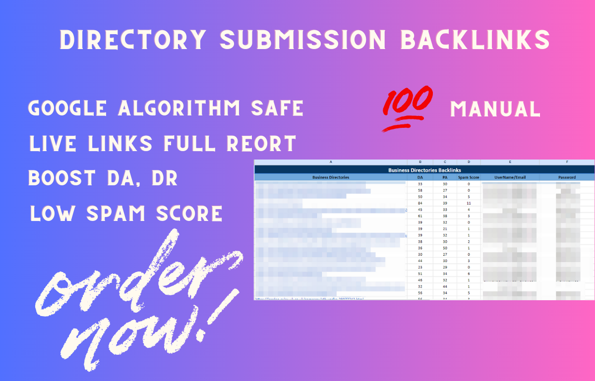 Directory Submission 100 Manual Backlinks High Author...