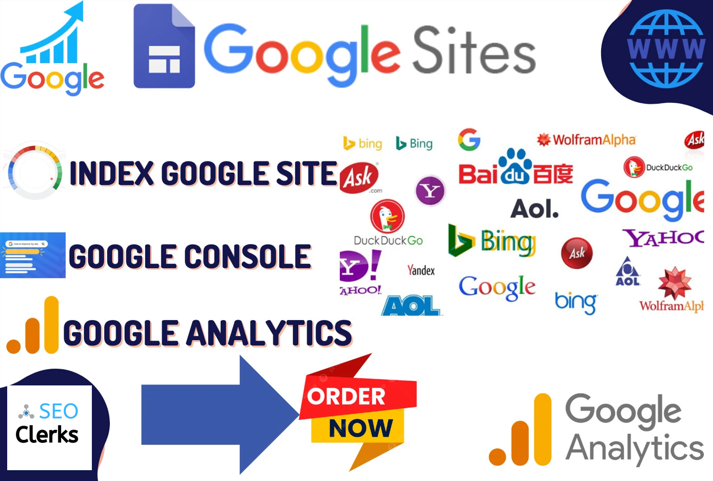 I will index submit website in Google Yahoo Bing sear...
