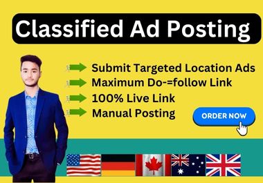 I will do 70 classified ad posting in top sites world...