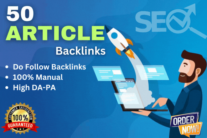 I will Provide 50 Article submission backlinks on hig...