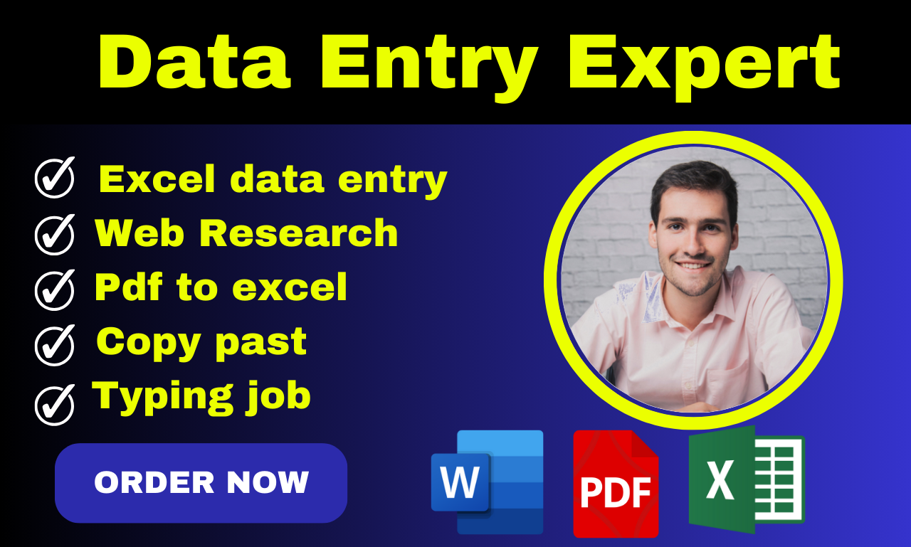 I will Do Excel Data Entry, Copy Paste, Typing, Da...