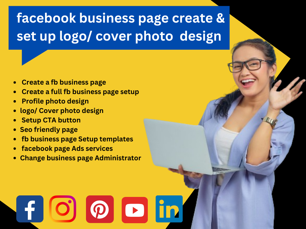 i will create business page or setup, logo cover phot...